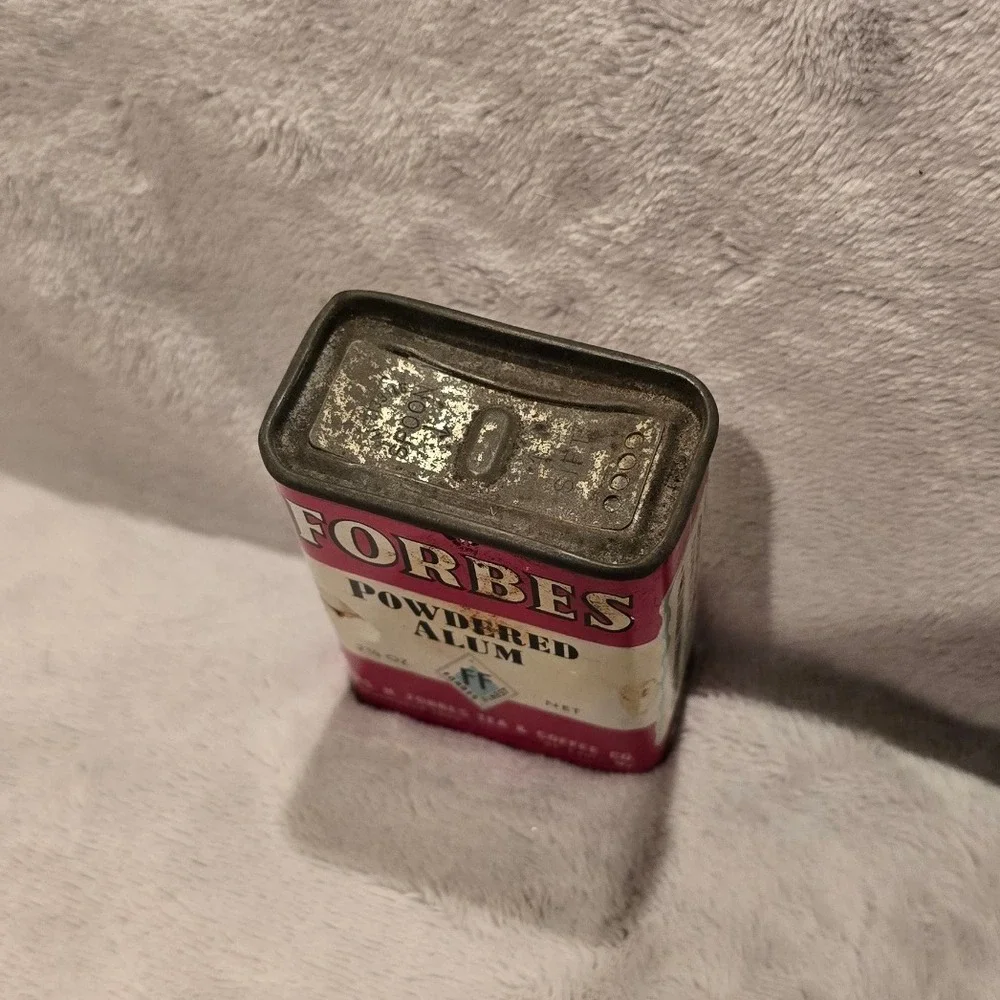 Vintage Forbes Powdered Alum Tin 2 1/2 Oz Jas H Forbes Tea Coffee Co St Louis MO